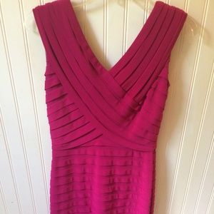 Adrianna Papell Pink Ruffled Mid-Length Dress